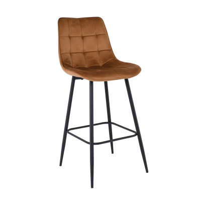 MYRIAM Σκαμπό BAR, Μέταλλο Βαφή Μαύρο, Ύφασμα Velure Camel (ΣΕΤ 2 τεμ)