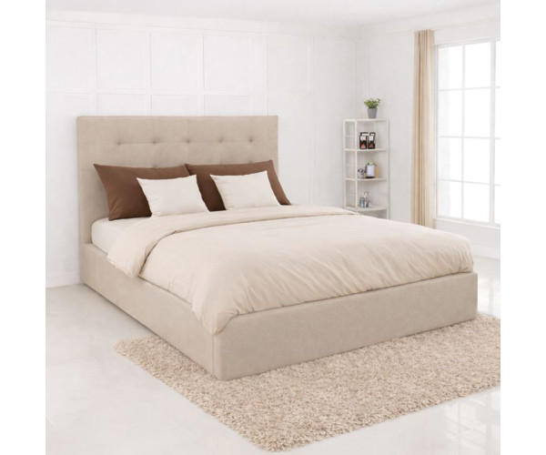 DOLCE Κρεβάτι Διπλό με Αποθηκευτικό Χώρο, για Στρώμα 160x200cm, Ύφασμα Μπεζ