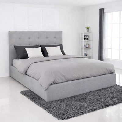 DOLCE Κρεβάτι Διπλό με Αποθηκευτικό Χώρο, για Στρώμα 160x200cm, Ύφασμα Γκρι