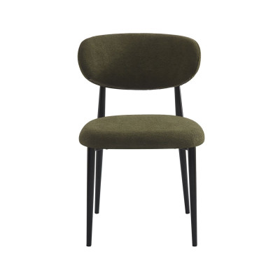POINT Καρέκλα Τραπεζαρίας Μέταλλο Βαφή Μαύρο, Teddy Ύφασμα Olive Green (ΣΕΤ 4 τεμ)
