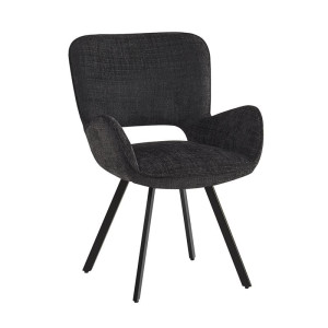 VETA Πολυθρόνα Περιστρεφόμενη, Μέταλλο Βαφή Μαύρο, Ύφασμα Μαύρο (ΣΕΤ 2 τεμ)