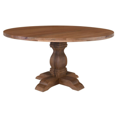 ATLAS Τραπέζι Ροτόντα Τραπεζαρίας, Ξύλο Mango, Απόχρωση Smoke Walnut