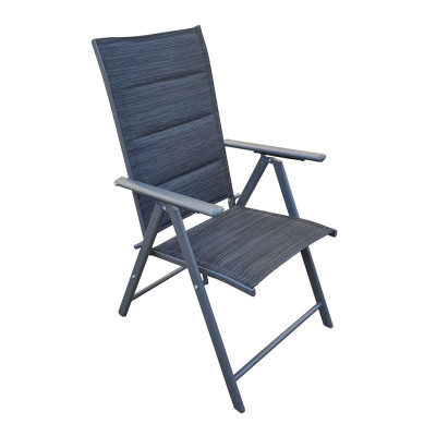 YARD Πολυθρόνα Κήπου-Βεράντας, Πτυσσόμενη, Μέταλλο Βαφή Ανθρακί - Padded Textilene (ΣΕΤ 2 τεμ)