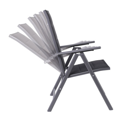 YARD Πολυθρόνα Κήπου-Βεράντας, Πτυσσόμενη, Μέταλλο Βαφή Ανθρακί - Padded Textilene (ΣΕΤ 2 τεμ)