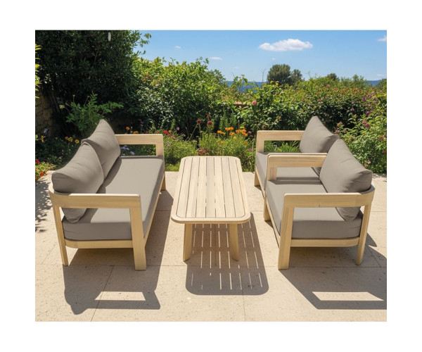 FLORIDA Living Set Σαλόνι Καθιστικό Κήπου-Βεράντας (4τ), Acacia, Μαξιλάρια Cappuccino