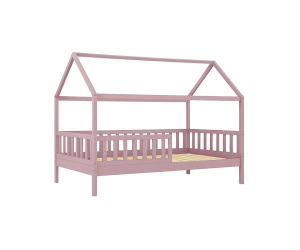 DREAM Montessori Παιδικό Κρεβάτι, για Στρώμα 90x190cm, Ξύλο Πεύκου Απόχρωση Ροζ