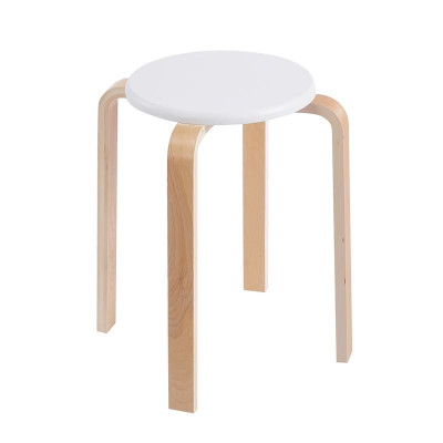 HAMILTON-W Σκαμπό Βοηθητικό, Στοιβαζόμενο, Απόχρωση Φυσικό, Πόδι Σημύδα, κάθισμα MDF Άσπρο