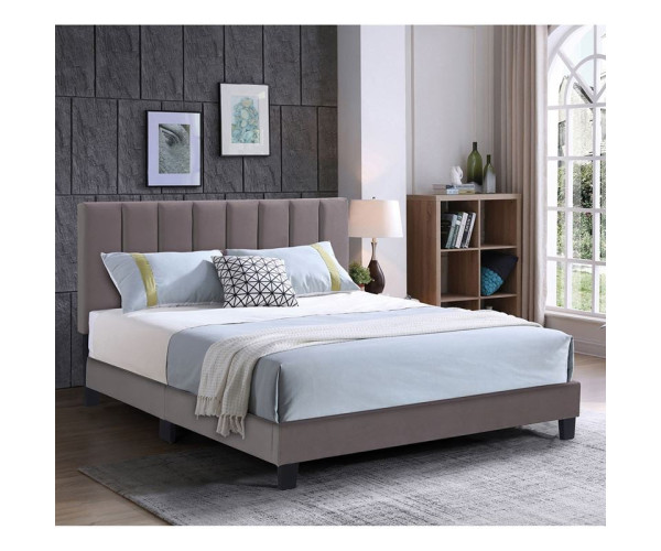 ALLEGRO Κρεβάτι Διπλό 140x190cm, Ύφασμα Cappuccino, με Κεφαλάρι πολλαπλών θέσεων
