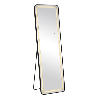 LED-7 Καθρέπτης Τοίχου-Δαπέδου Φωτιζόμενος, Αλουμίνιο Μαύρο, Αφής με 3 επιλογές φωτισμού