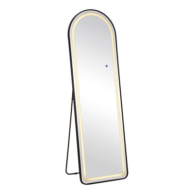 LED-8 Καθρέπτης Τοίχου-Δαπέδου Φωτιζόμενος, Αλουμίνιο Μαύρο, Αφής με 3 επιλογές φωτισμού