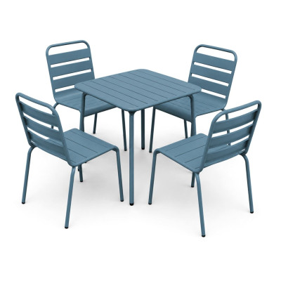 BRIO Slat Set Τραπεζαρία Κήπου -Βεράντας (4+1), Μέταλλο Βαφή Sandy Blue 5415C