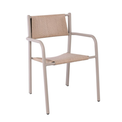 DENVER Set Τραπεζαρία Κήπου, Αλουμίνιο & Rope Wicker Μπεζ, Polywood-Τραπέζι+8 Πολυθρόνες