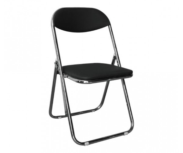 STAR Καρέκλα Πτυσσόμενη Μέταλλο Χρώμιο, Pu Μαύρο (ΣΕΤ 6 τεμ)