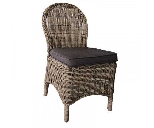 MONTANA Καρέκλα Τραπεζαρίας Κήπου ALU, Φ5mm Round Wicker Grey Brown, Μαξιλάρι Ανθρακί (ΣΕΤ 2 τεμ)