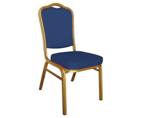 HILTON Καρέκλα Μέταλλο Gold Ύφασμα, Ύφασμα Μπλε HILTON Καρέκλα Μέταλλο Gold Ύφασμα, Ύφασμα Μπλε