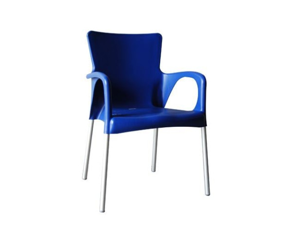 LARA Πολυθρόνα Pro Dining Στοιβαζόμενη, ALU Silver, PP - UV Protection Απόχρωση Μπλε LARA Πολυθρόνα Pro Dining Στοιβαζόμενη, ALU Silver, PP - UV Protection Απόχρωση Μπλε