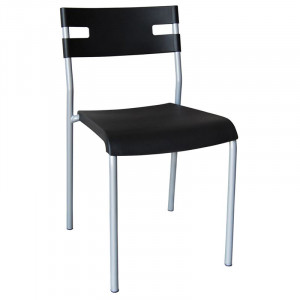 SWIFT Καρέκλα Στοιβαζόμενη Mέταλλο Βαφή Silver, PP Μαύρο (ΣΕΤ 8 τεμ)