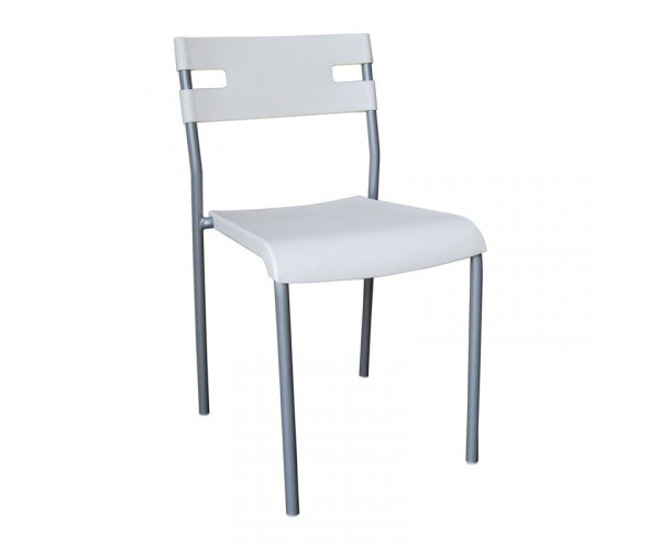 SWIFT Καρέκλα Στοιβαζόμενη Μέταλλο Βαφή Silver, PP Άσπρο (ΣΕΤ 8 τεμ)