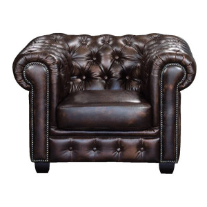 CHESTERFIELD Birmingham Πολυθρόνα Σαλονιού Καθιστικού,Δέρμα Απόχρωση Καφέ