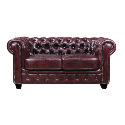 CHESTERFIELD Birmingham Καναπές 2Θέσιος Σαλονιού Καθιστικού, Δέρμα Antique Red