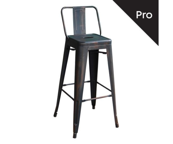 RELIX Σκαμπό Bar-Pro με Πλάτη, Μέταλλο Βαφή Antique Black RELIX Σκαμπό Bar-Pro με Πλάτη, Μέταλλο Βαφή Antique Black