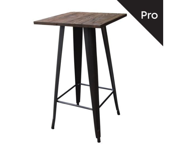 RELIX Wood Τραπέζι Bar-Pro, Μέταλλο Βαφή Antique Black, Απόχρωση Ξύλου Dark Oak