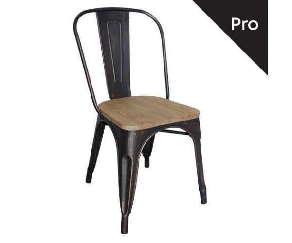 RELIX Wood Καρέκλα-Pro, Μέταλλο Βαφή Antique Black, Απόχρωση Ξύλου Natural Oak