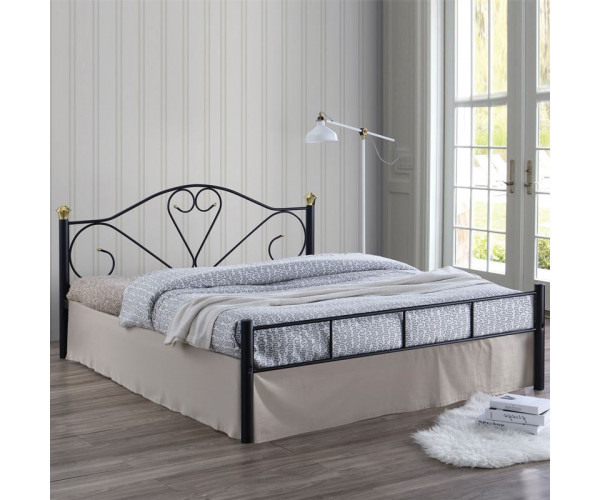 LAZAR Κρεβάτι Διπλό, για Στρώμα 150x200cm, Μέταλλο Βαφή Μαύρο