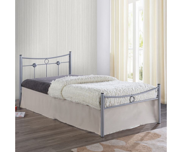 DUGAN Κρεβάτι Μονό, για Στρώμα 90x200cm, Μέταλλο Βαφή Silver DUGAN Κρεβάτι Μονό, για Στρώμα 90x200cm, Μέταλλο Βαφή Silver
