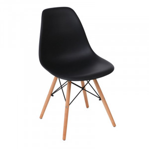 ART Wood Kαρέκλα Τραπεζαρίας - Κουζίνας, Πόδια Οξιά, Κάθισμα PP Μαύρο - 1 Step K/D - Pro (ΣΕΤ 4 τεμ)