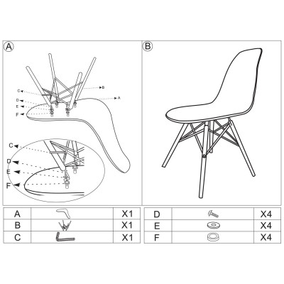 ART Wood Kαρέκλα Τραπεζαρίας - Κουζίνας, Πόδια Οξιά, Κάθισμα PP Μαύρο - 1 Step K/D - Pro (ΣΕΤ 4 τεμ)