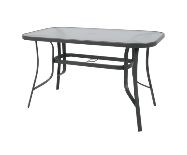 RIO Τραπέζι Κήπου - Βεράντας, Μέταλλο Βαφή Ανθρακί, Γυαλί