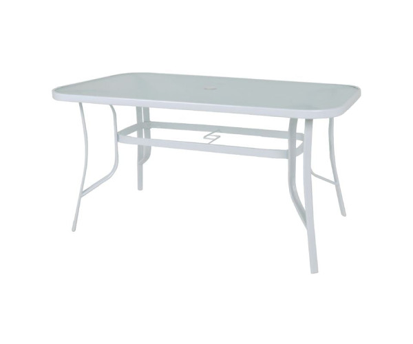 RIO Τραπέζι Κήπου - Βεράντας, Μέταλλο Βαφή Άσπρο, Γυαλί