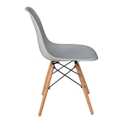 ART Wood Καρέκλα Τραπεζαρίας - Κουζίνας, Πόδια Οξιά, Κάθισμα PP Γκρι - 1 Step K/D - Pro (ΣΕΤ 4 τεμ)