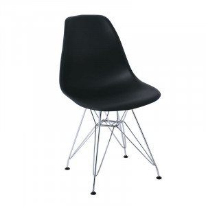 ART Καρέκλα Tραπεζαρίας Κουζίνας Μέταλλο Χρώμιο - PP Μαύρο (ΣΕΤ 4 τεμ)