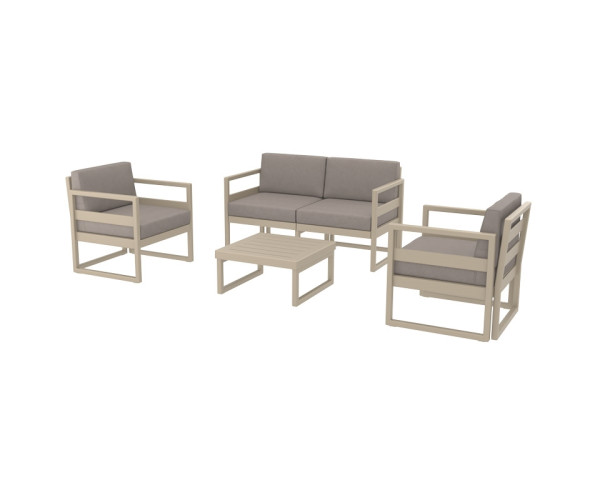 MYKONOS SET 2ΘΕΣ.TAUPE/ΜΑΞ. L.BROWN(2ΘΕΣ.+2ΠΟΛ.+ΤΡΑΠ 65εκ.) 20.0448.1