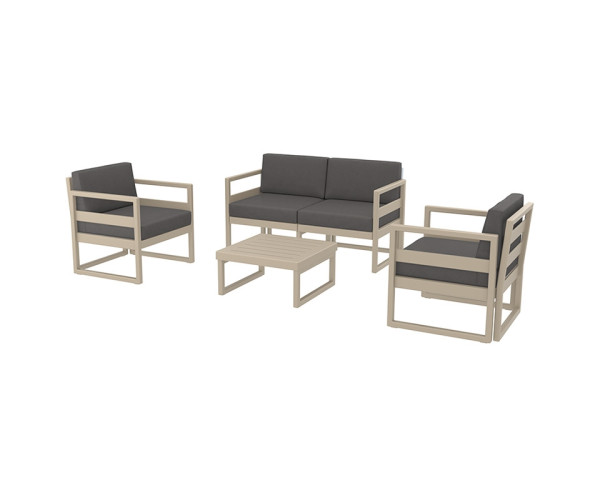 MYKONOS SET 2ΘΕΣ.TAUPE/ΜΑΞ. DARK GREY(2ΘΕΣ.+2ΠΟΛ.+ΤΡΑΠ 65εκ.) 20.0448.2