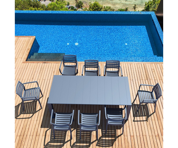 Σετ Τραπεζαρίας 9τμχ Vegas Artemis Dark Grey 100X180/220Χ75εκ. 20.9974