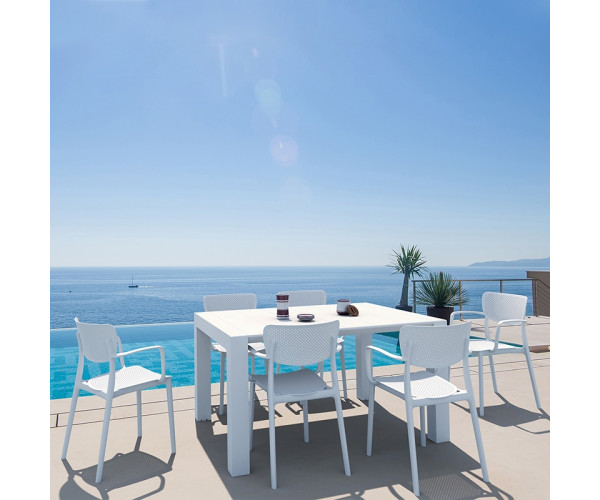 Σετ Τραπεζαρίας 7τμχ Vegas Loft White 100X100/140Χ75εκ. 20.9983