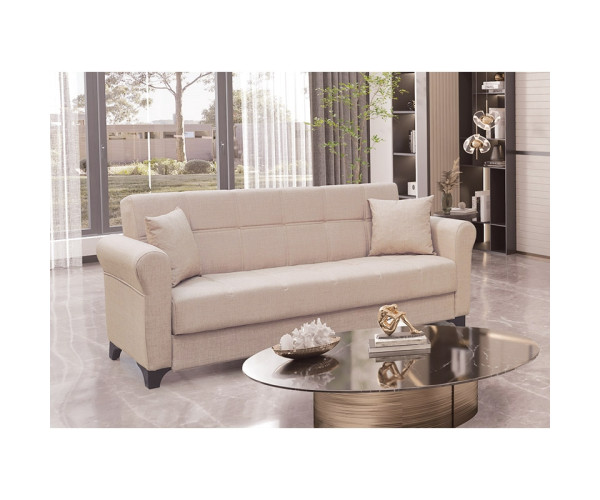 AZUR LIGHT BROWN ΥΦΑΣΜΑ 3ΘΕΣΙΟΣ ΚΑΝΑΠΕΣ/ΚΡΕΒΑΤΙ ΜΕ ΑΠΟΘ.ΧΩΡΟ 210X80εκ. 40.0118