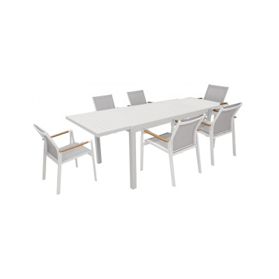 Letta λευκό σετ αλουμινίου 7τμχ με επεκτεινόμενο τραπέζι