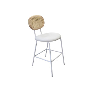 Mia λευκό σκαμπό μεταλλικό με ψάθα 48x55x96(65)cm 2τμχ