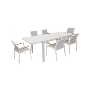 Letta λευκό σετ αλουμινίου 7τμχ με επεκτεινόμενο τραπέζι